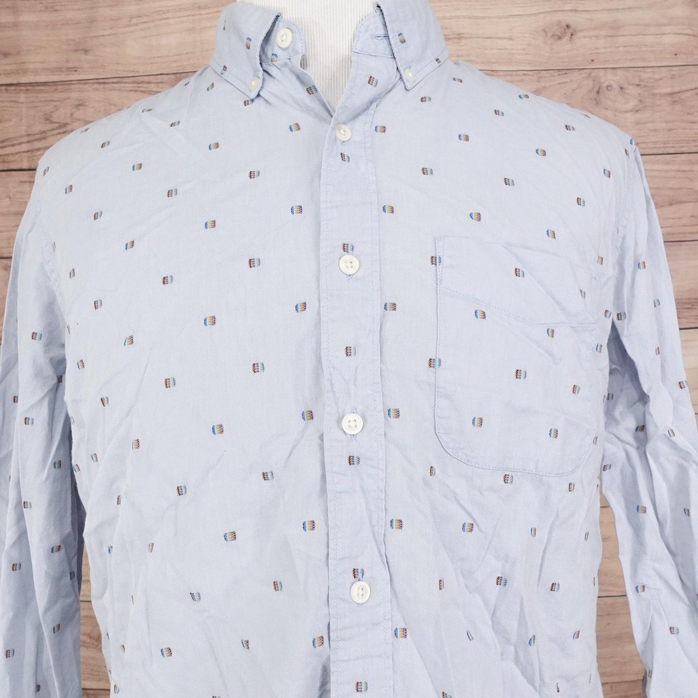 American Eagle Shirt Mens Large Blue Button Down Embroidered Long Sleeve Casual